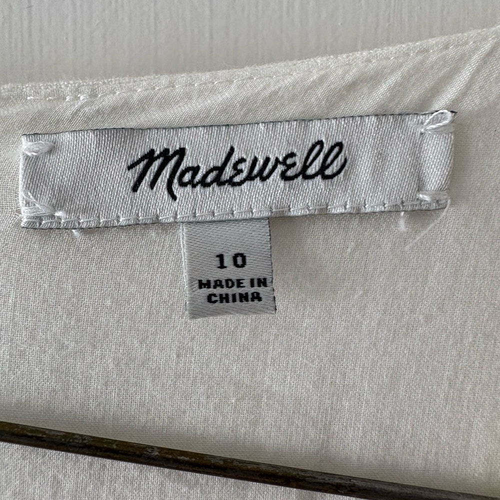 Madewell Cream Button-Front Lined Linen Midi Dress - Picture 7 of 8